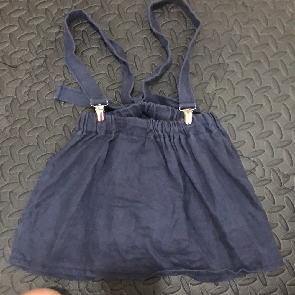 Sew Craftly navy linen suspender skirt size 2T